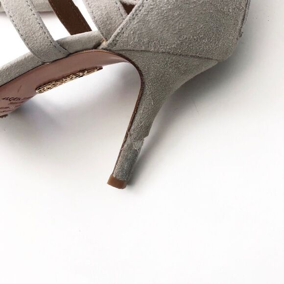 Aquazzura Belgravia Suede Lace Up Pump Grey EU 36 - Picture 2 of 11